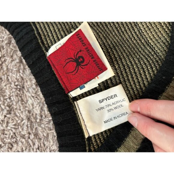 Vintage Spyder V-active sports Neck Sweater Wool Blend Pullover Knitwear Mens XL - Picture 3 of 9